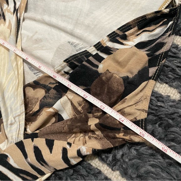 Cache floral animal print tank top v neck size small y2k synched waist summer - Picture 5 of 6